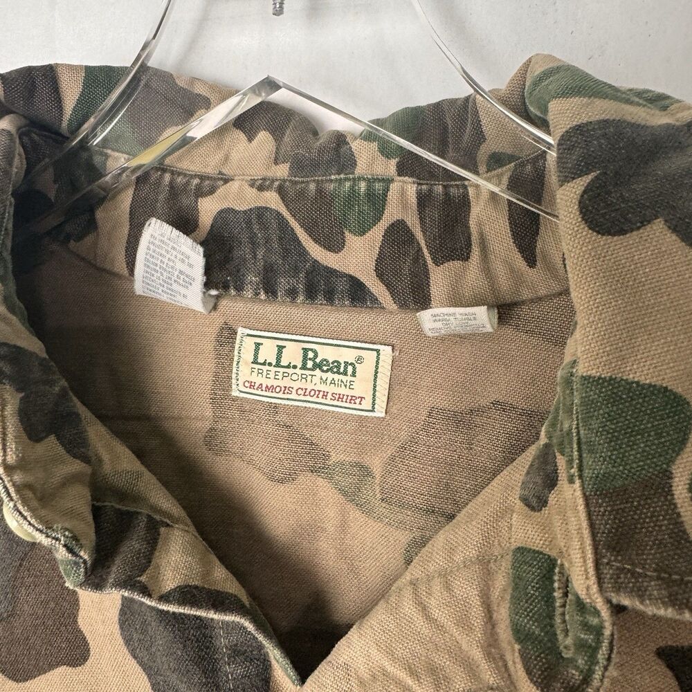 Vintage 80’s Men’s LL Bean Camo Hunting Longsleeve Tshirt Size 19 tall Made USA - Picture 2 of 6
